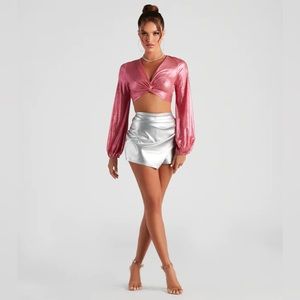 Windsor Silver Cool-Girl Vibes Faux Leather Wrap Skort 🪩